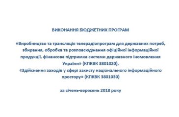 Виконання окремих бюджетних програм Міністерства інформаційної політики за січень-вересень 2018 року