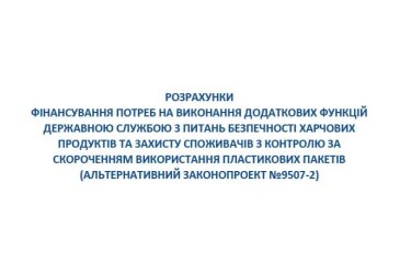 Calculations of funding for additional functions of State Service for Food Safety and Consumer Protection aimed at the control of plastic package use reduction (alternative draft law №9507-2)