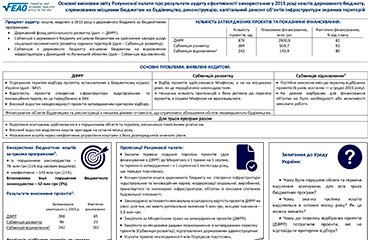 висновки звіту Рахункової палати про результати аудиту ефективності використання у 2015 році коштів державного бюджету